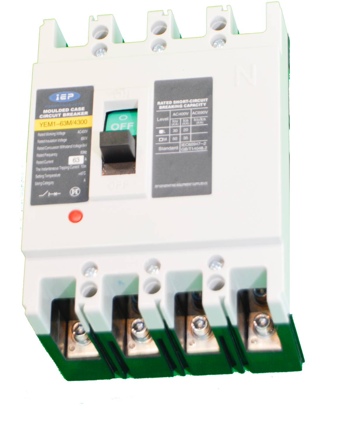 63Amp 4Pole Moulded Case Circuit Breaker IEP Generator Equipment